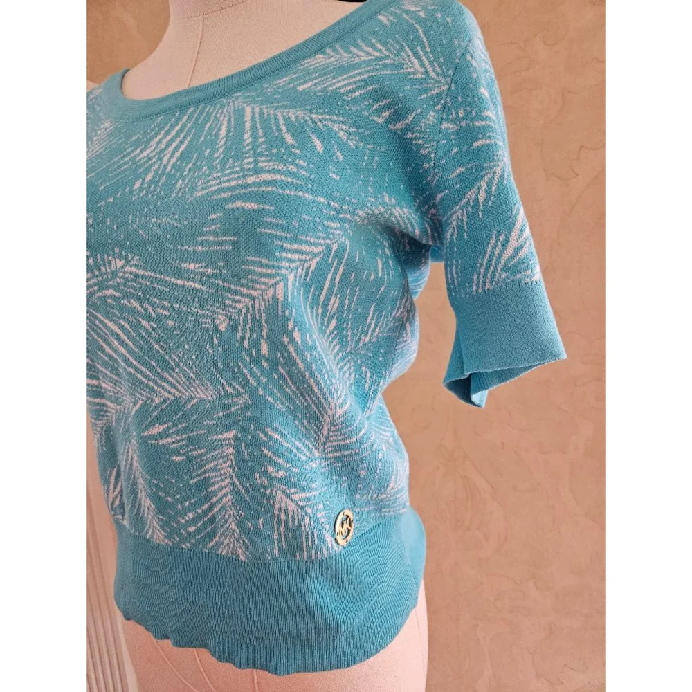 NWT Michael Kors Short Sleeve Blue Sweater-Small